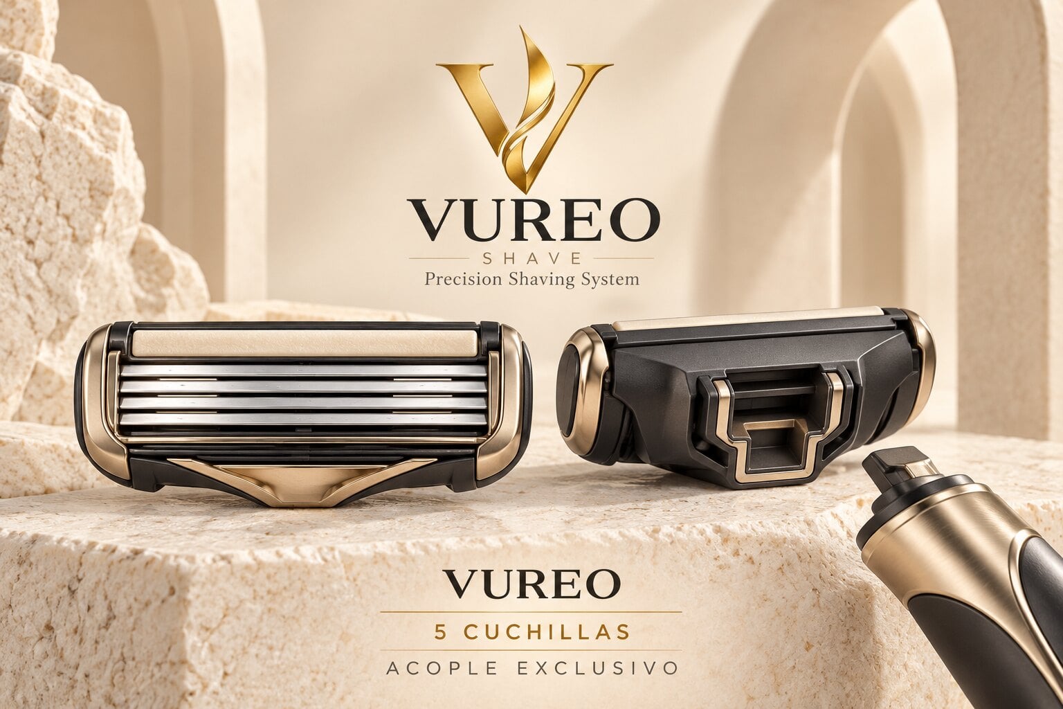 Tres rasuradoras. Un cabezal exclusivo de cinco cuchillas.
